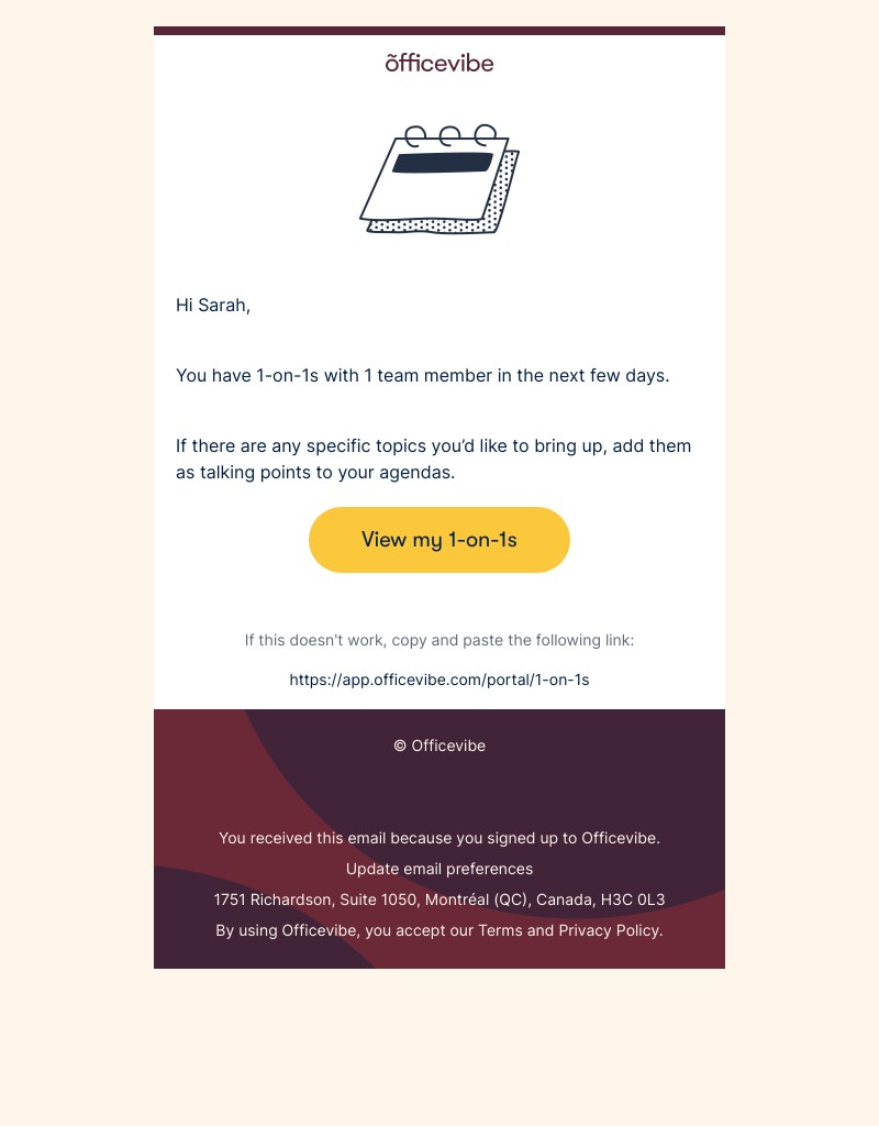 Officevibe - Your scheduled 1-on-1s