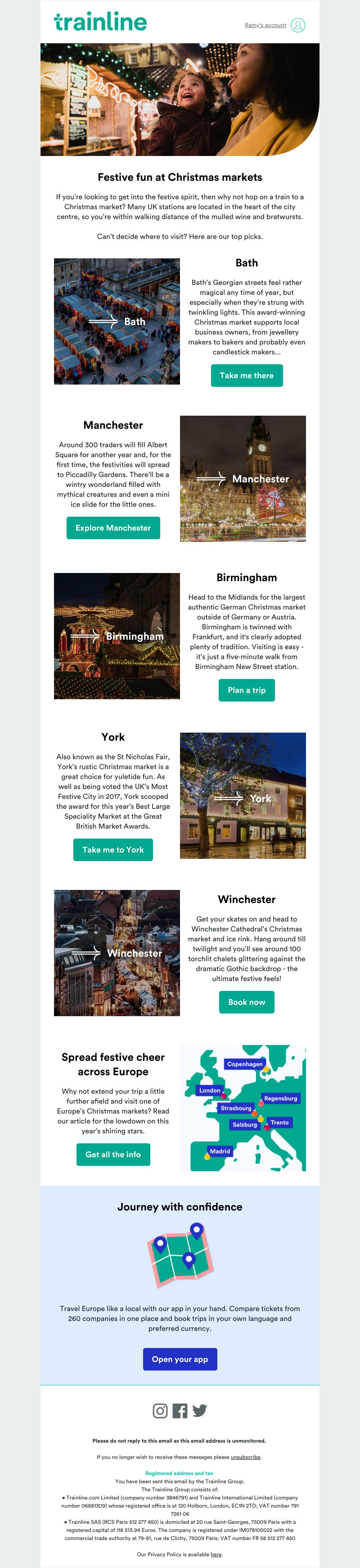 Trainline - Cheap travel to Christmas Markets in the UK