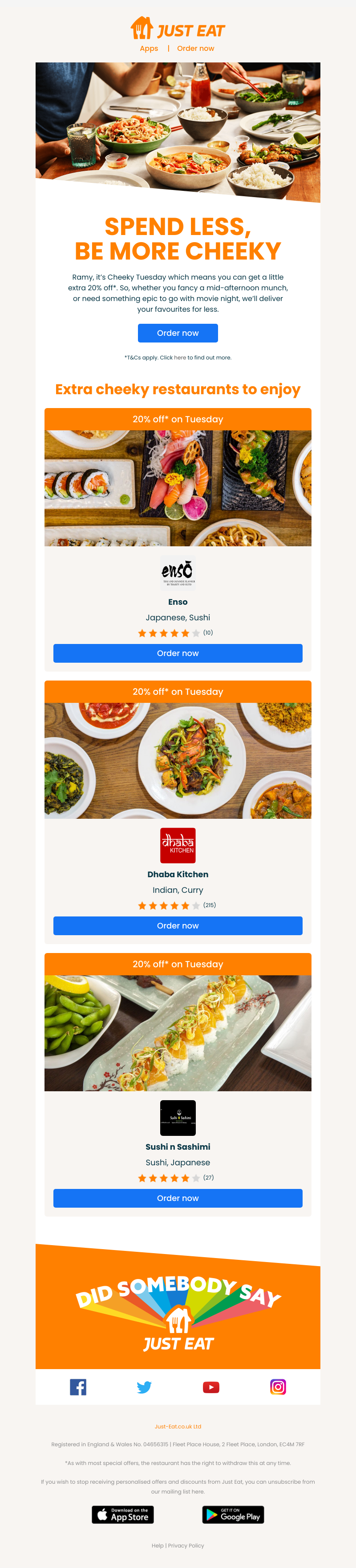Just Eat - Ramy, enjoy great food for less 😋 