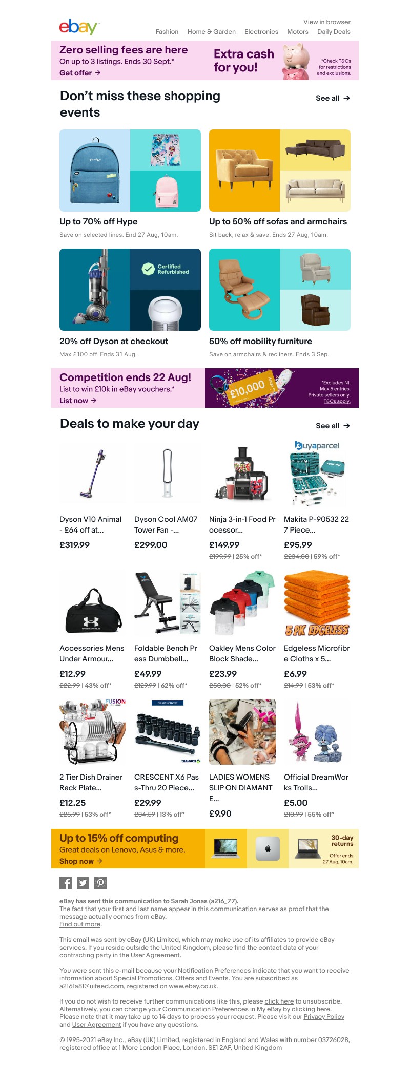 eBay - Don't forget your offer! Sell three items for free 💰