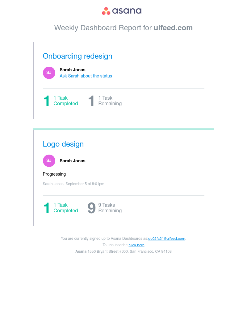 Asana - Asana Dashboard for uifeed.com