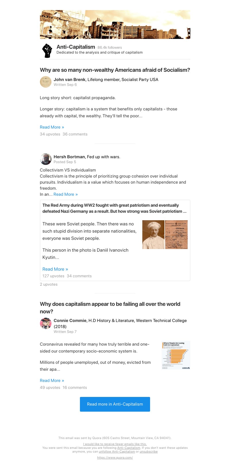 Quora - Why are so many non-wealthy Americans afraid of Socialism?