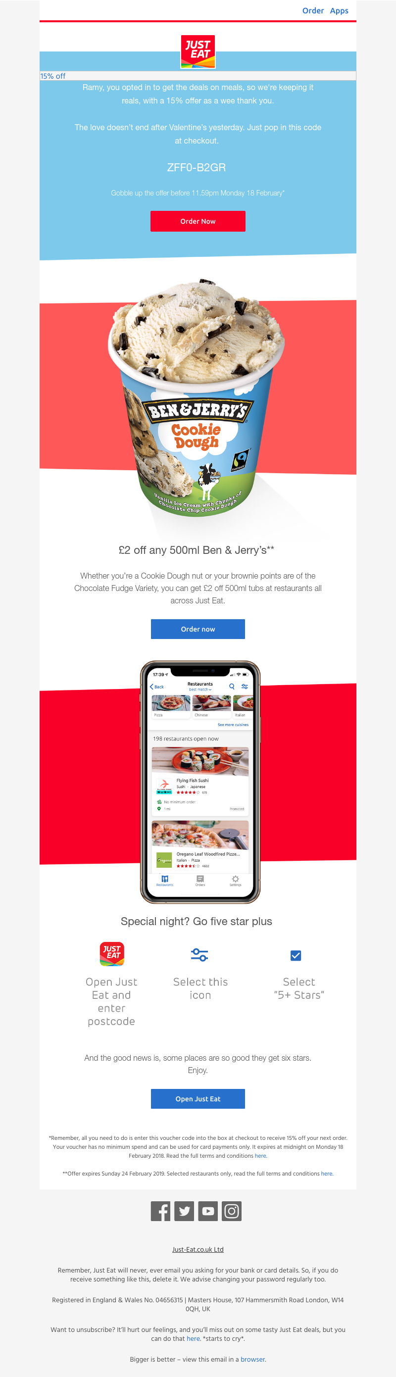 Just Eat - Get 15% off this weekend, Ramy