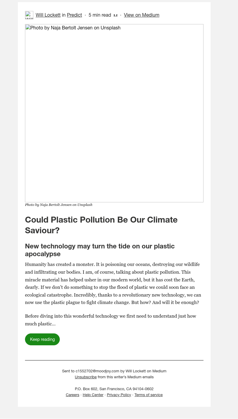 Medium - Could Plastic Pollution Be Our Climate Saviour?