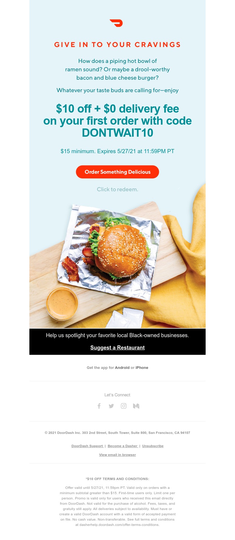  - Indulge in $10 off your order