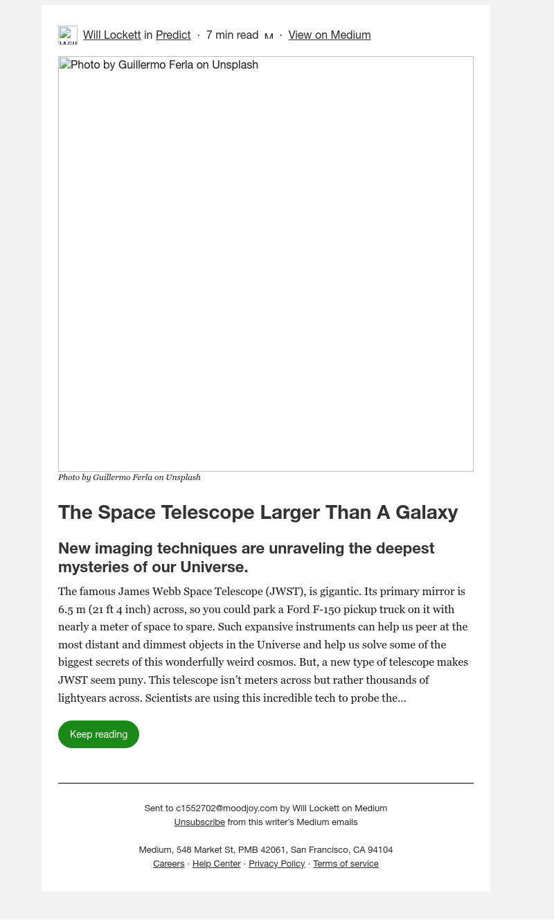 Medium - The Space Telescope Larger Than A Galaxy