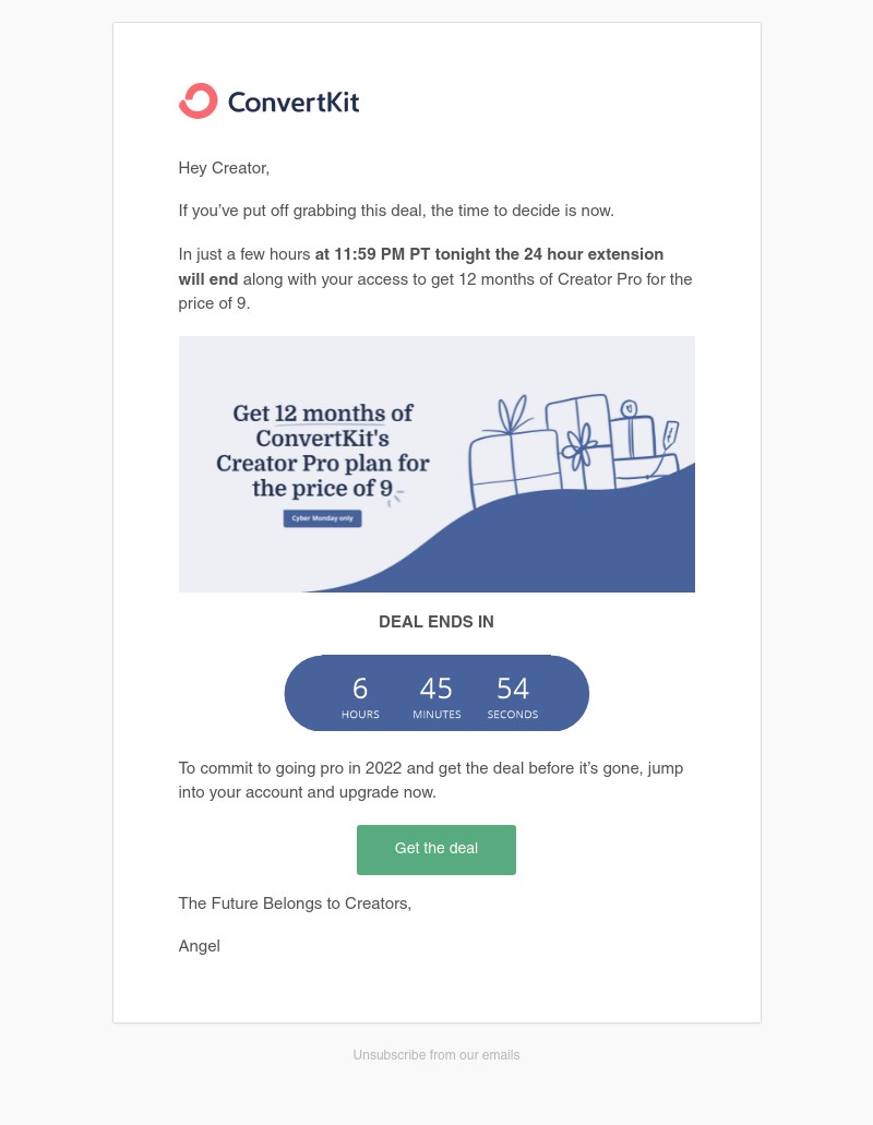 ConvertKit - Last chance: Creator Pro deal closes tonight