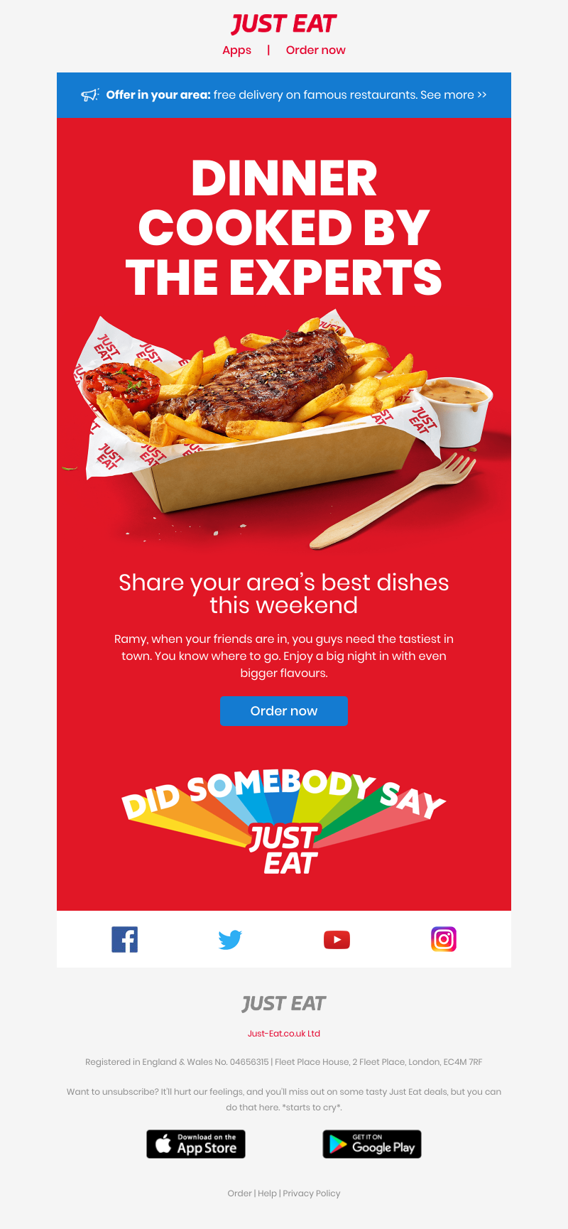 Just Eat - Ramy, order from the best chefs around, right here