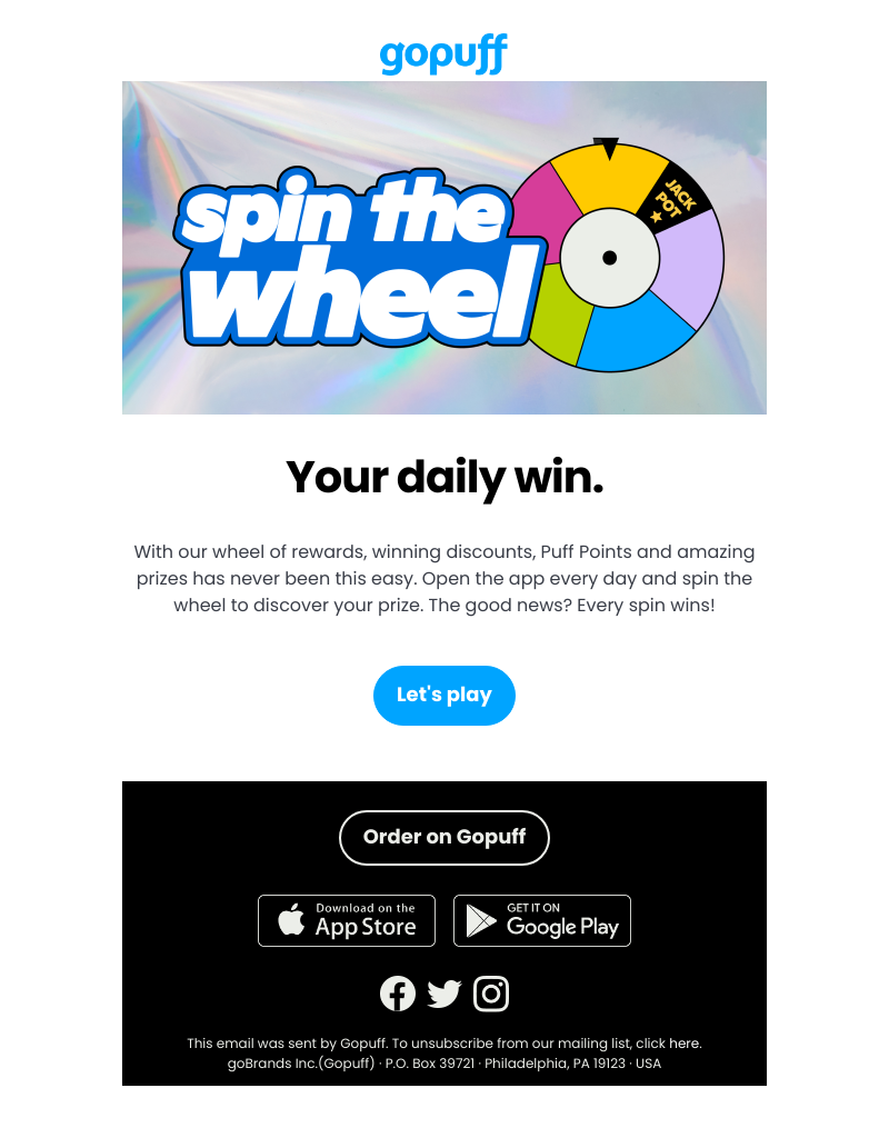 Gopuff - Every spin wins ✌️