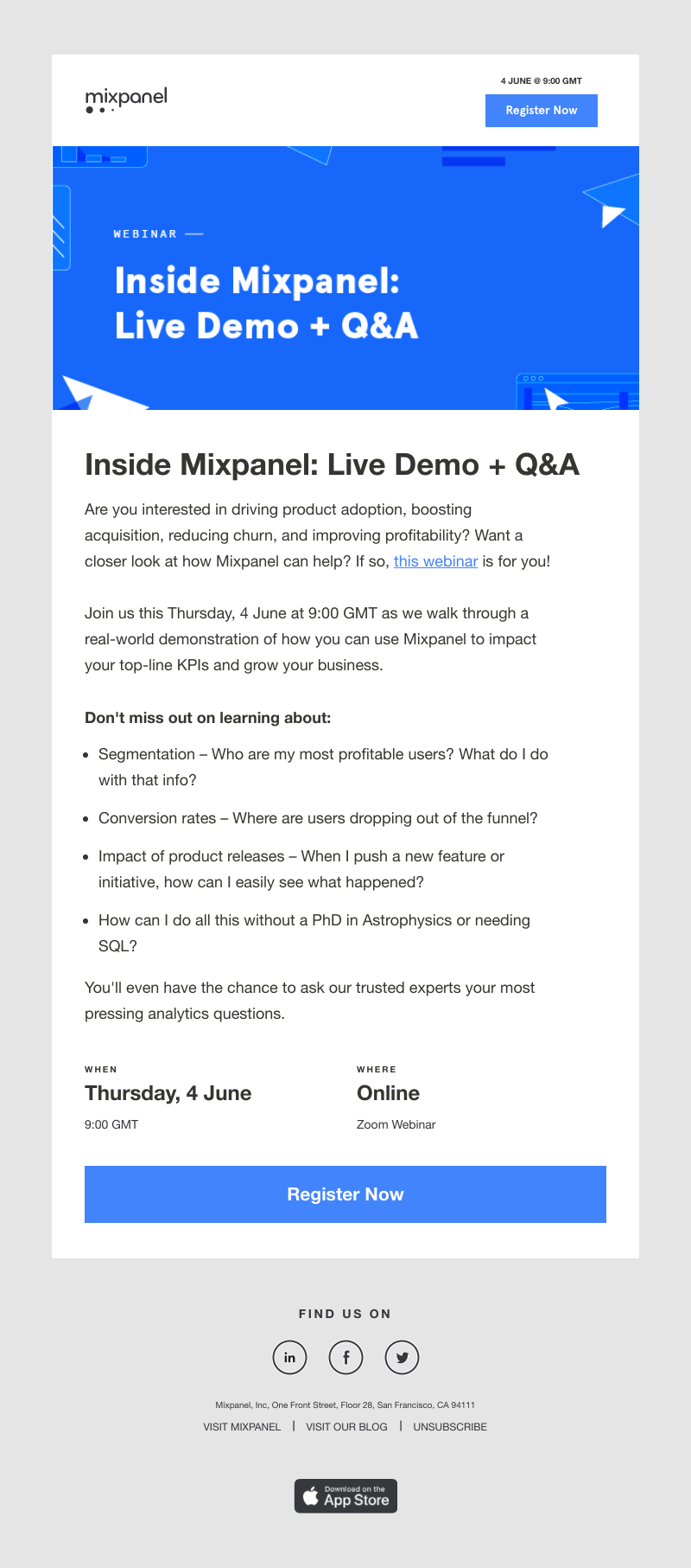 Mixpanel - Build products people love: Mixpanel live demo + Q&A on 4 June
