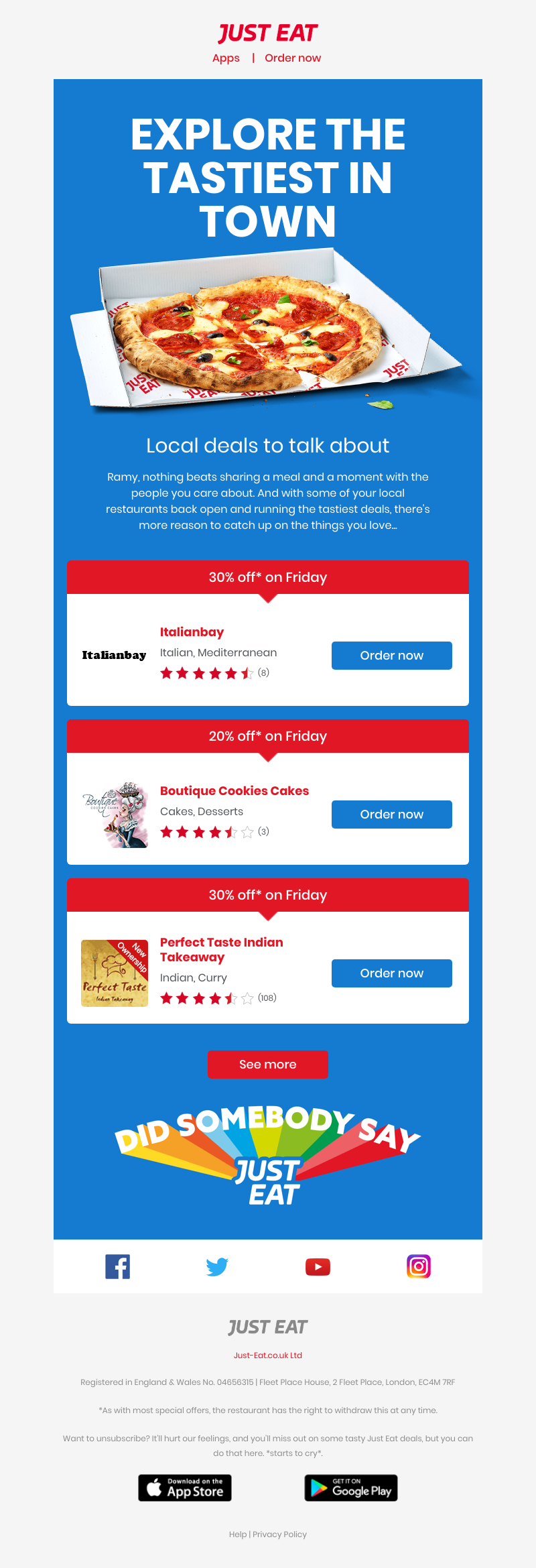 Just Eat - Ramy, check what offers your locals have for you 👀 