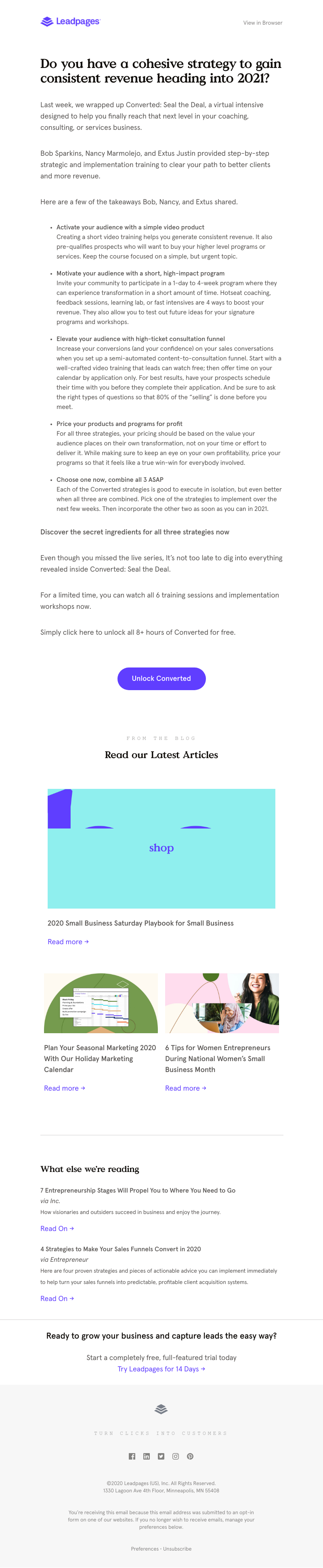 Leadpages - ICYMI: Don't miss 8+ hours of training to boost your revenue