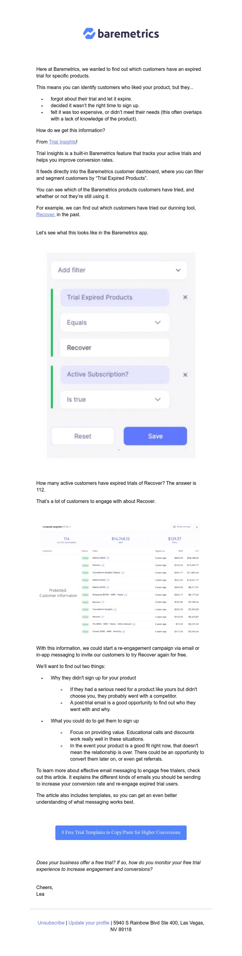 Baremetrics - Real Data Weekly #7: Baremetrics had 112 expired trial users. How we found & re-engaged them