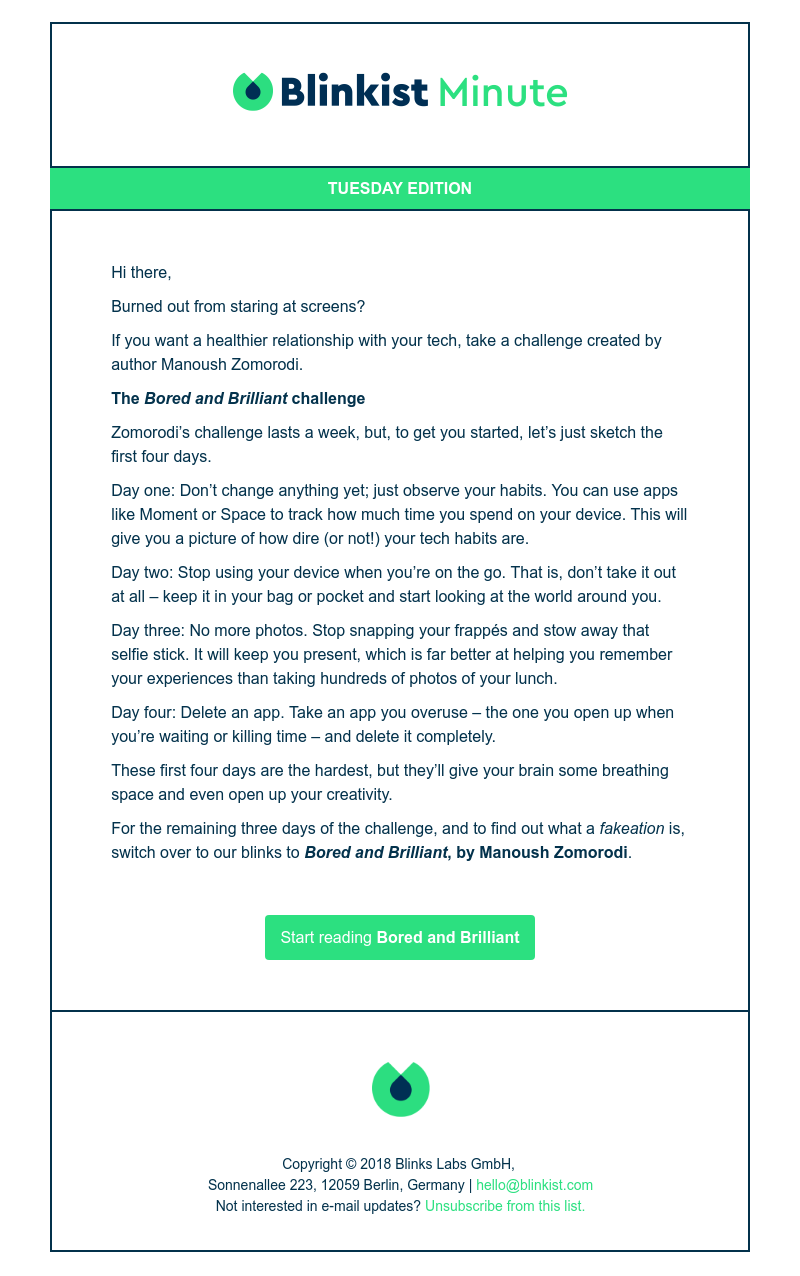  - Blinkist Minute: Take a time out from your tech