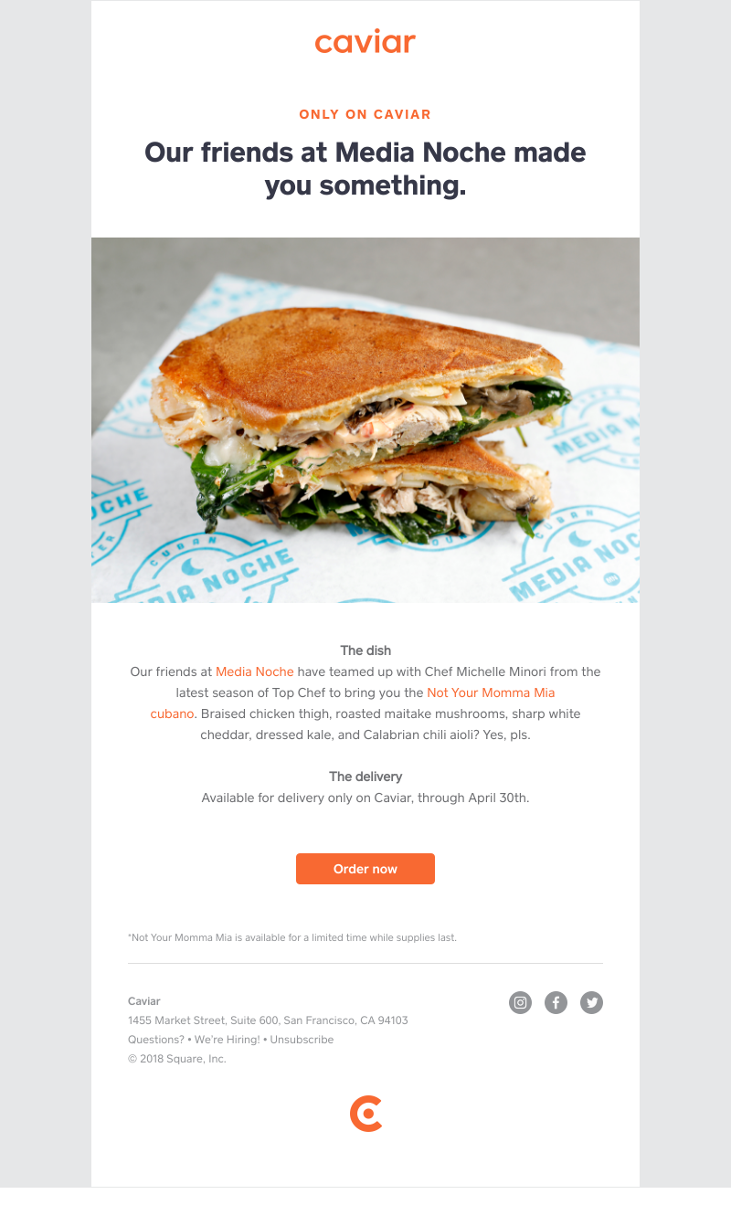  - A limited-time cubano from Media Noche, only on Caviar