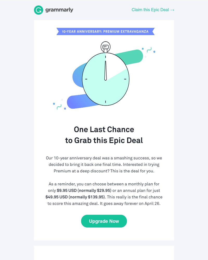 Grammarly - BACK FOR 3 DAYS: Our Best Offer EVER!