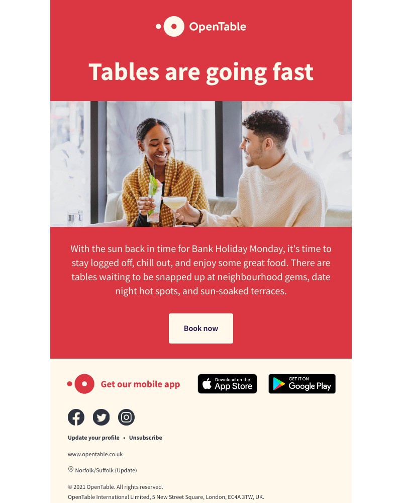 OpenTable - Bank Holiday ✔️, Good Weather ✔️, Restaurant Booking ❓