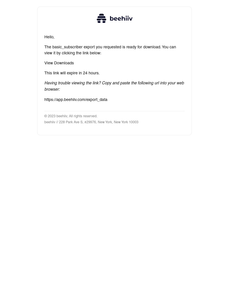Beehiiv - Basic_subscriber export ready for download