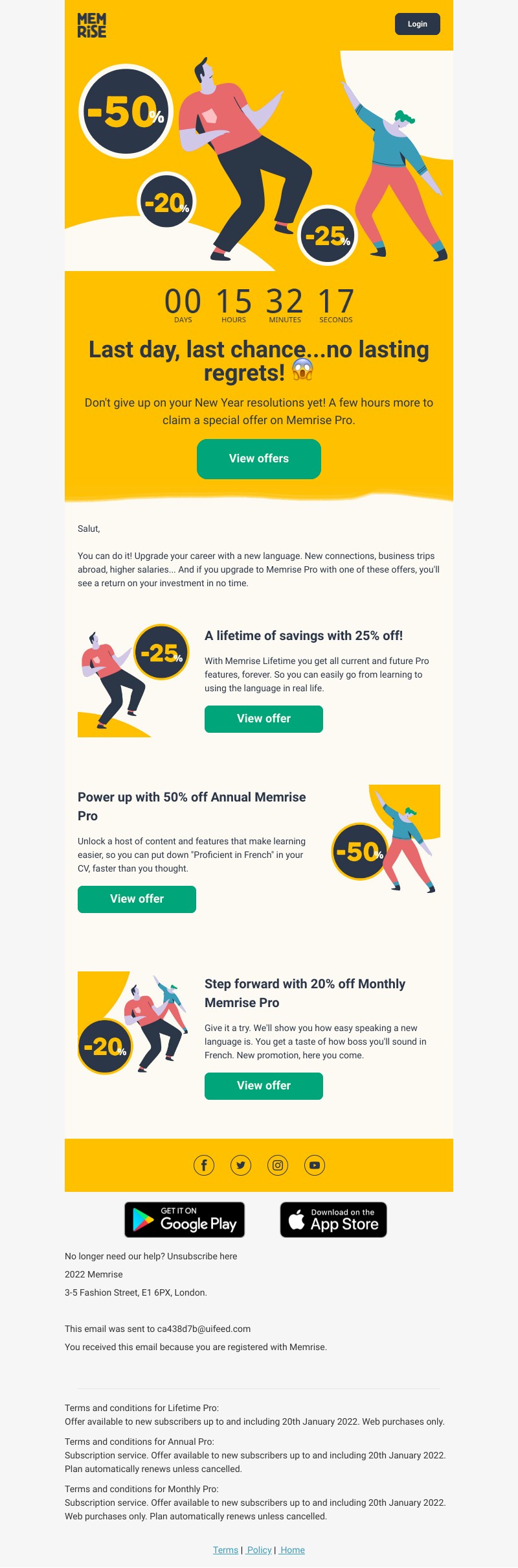 Memrise - Last day, last chance...no lasting regrets! 😱
