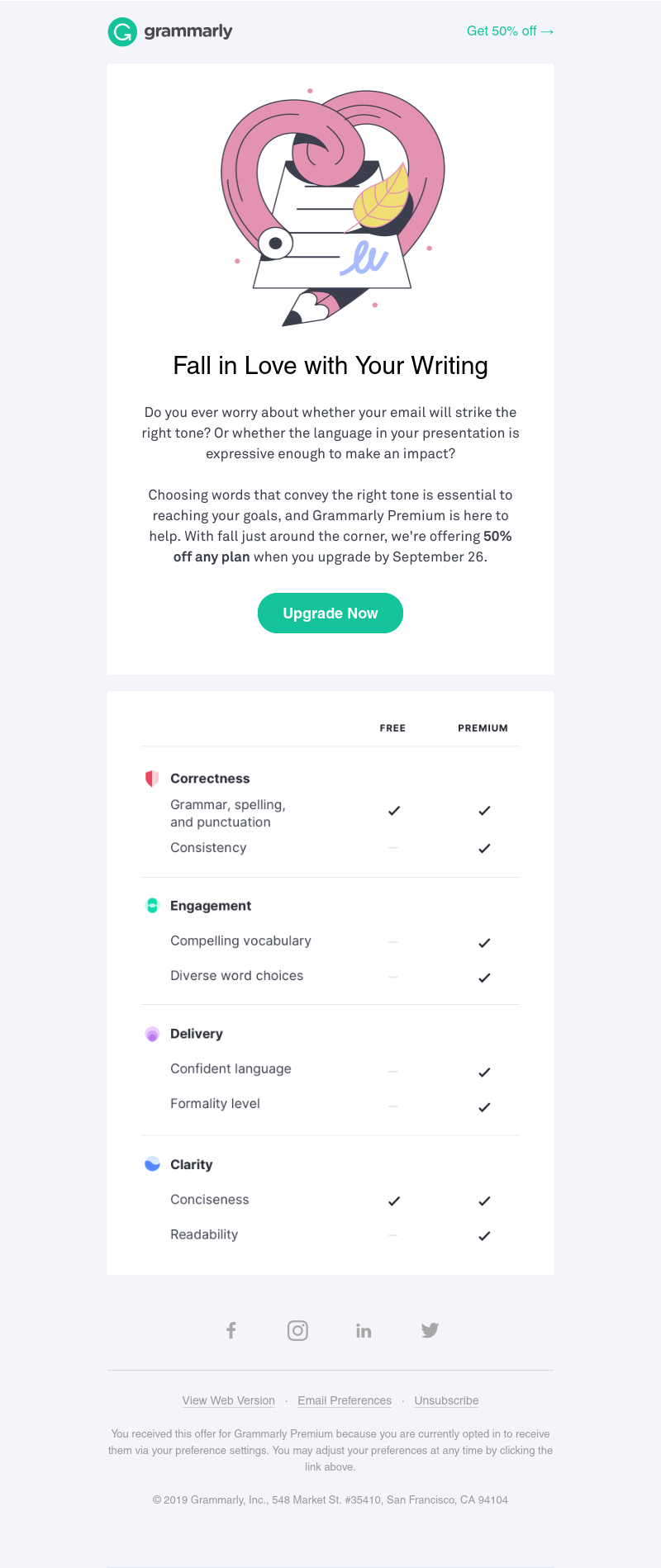 Grammarly - Fall in love with your writing 🧡 50% OFF all plans