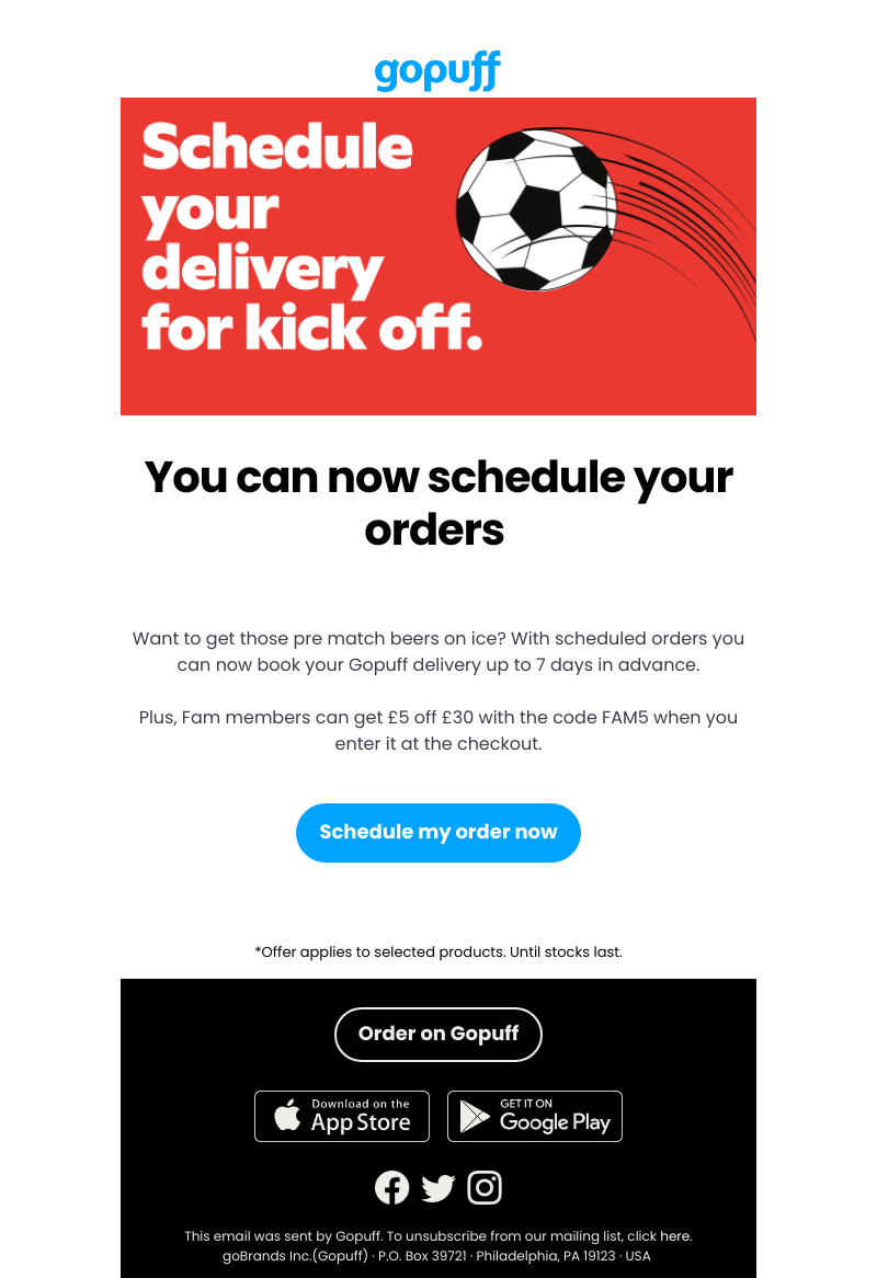 Gopuff - Scheduled orders have arrived