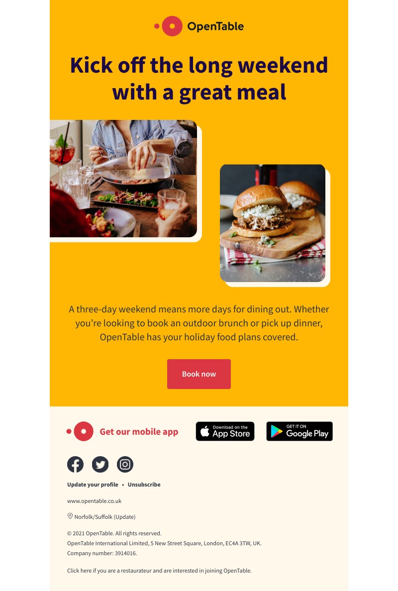OpenTable - Cheers to the (long) weekend!