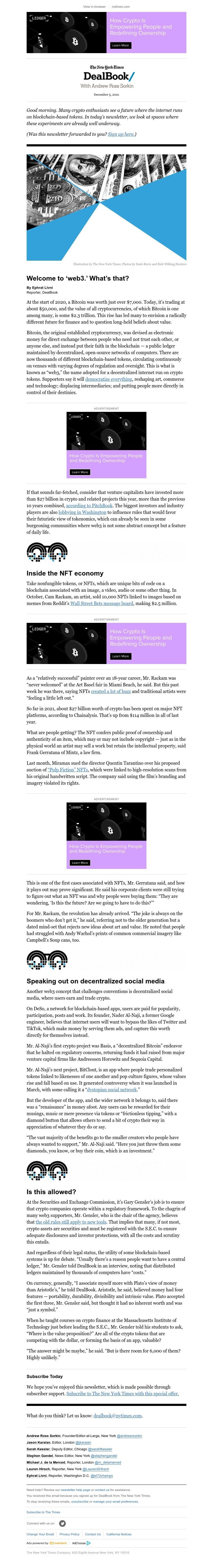 The New York Times - DealBook: What is “Web3”?