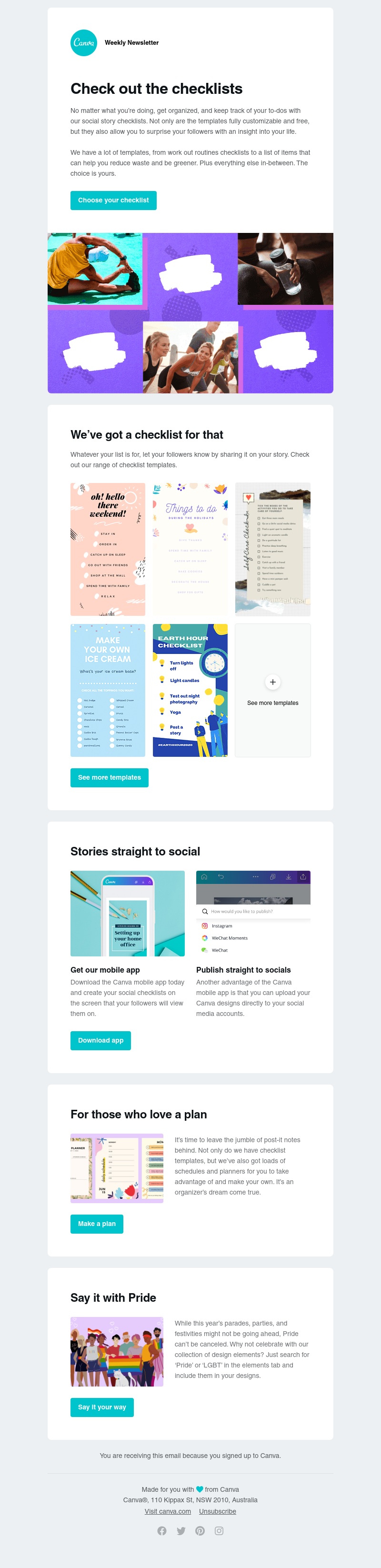 Canva - Check out our social media checklist templates