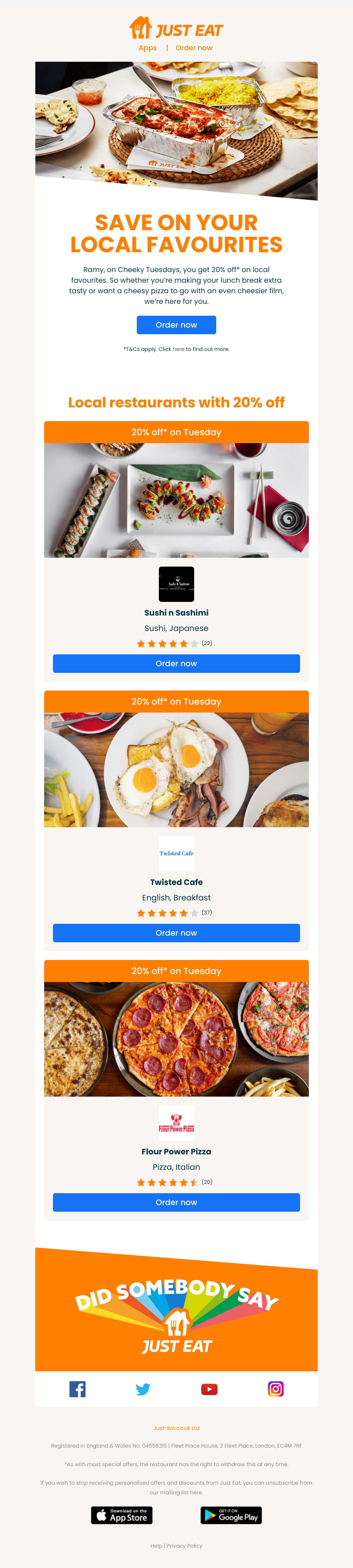 Just Eat - Ramy, make Tuesday more Tues-yay 🙌 