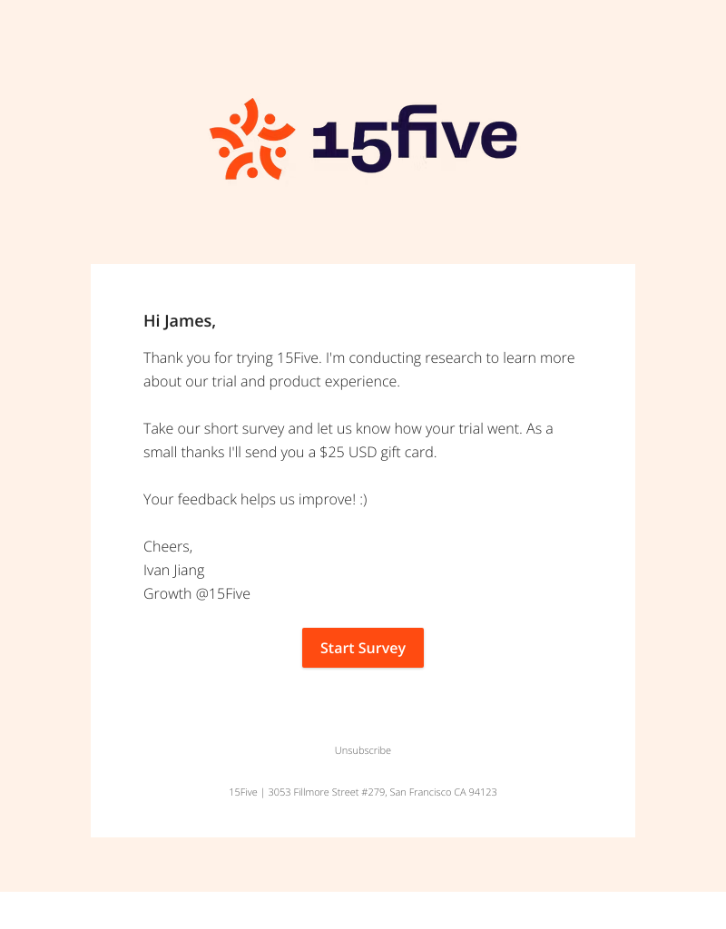 15Five - [Survey] $25 Gift Card - How was your trial experience?