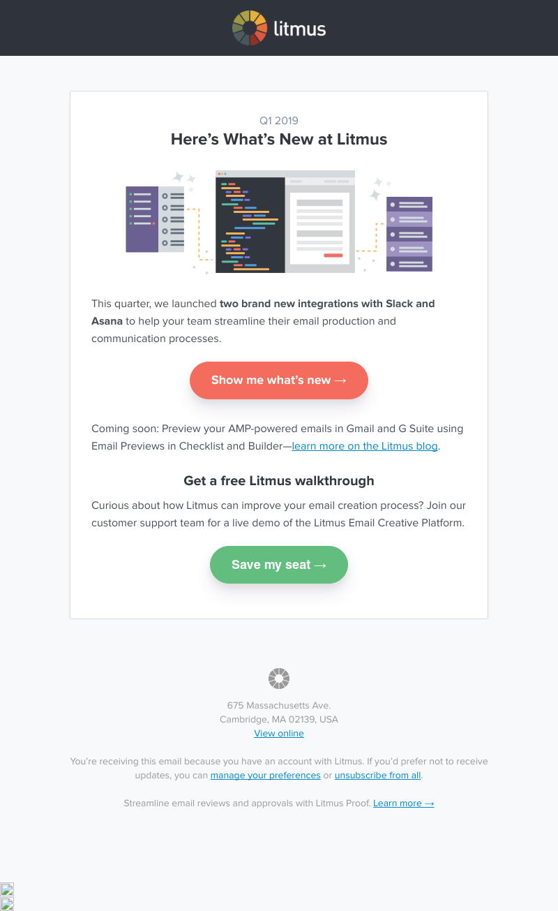 Litmus - Q1 releases: New integrations with Slack and Asana