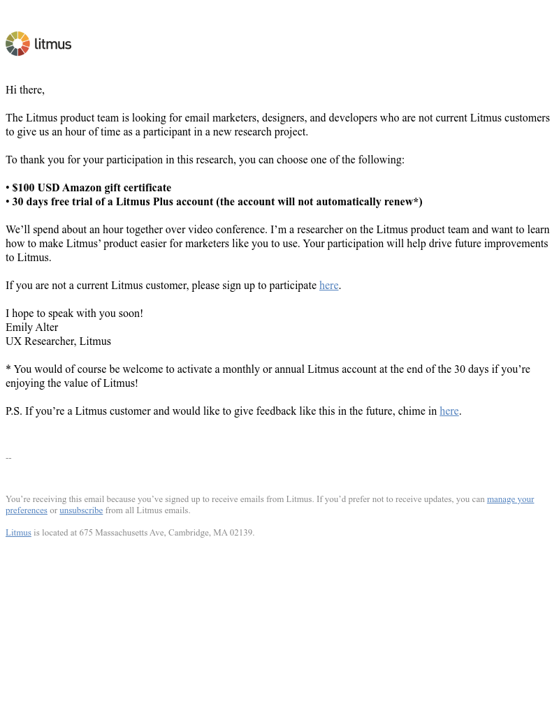 Litmus - Research opportunity: Calling all email marketers and creators!