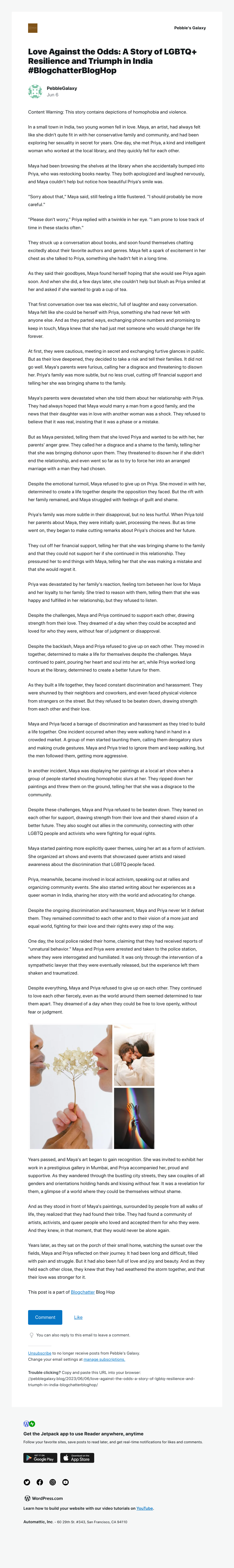 WordPress - [New post] Love Against the Odds: A Story of LGBTQ+ Resilience and Triumph in India #BlogchatterBlogHop