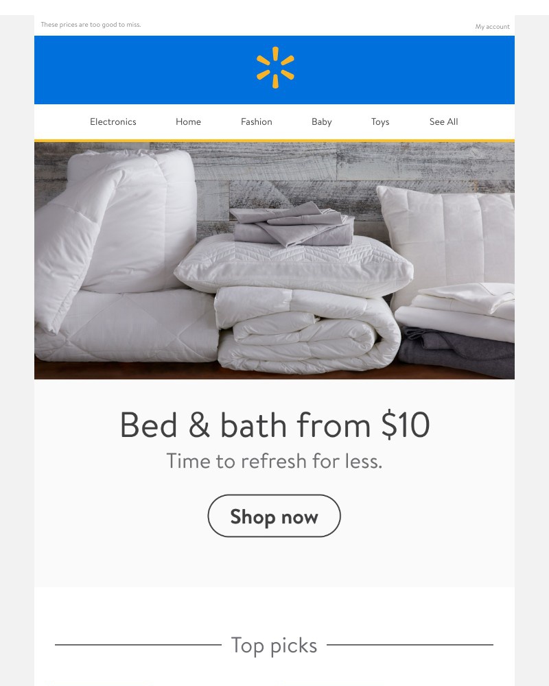 Walmart - Bed & bath picks from $10