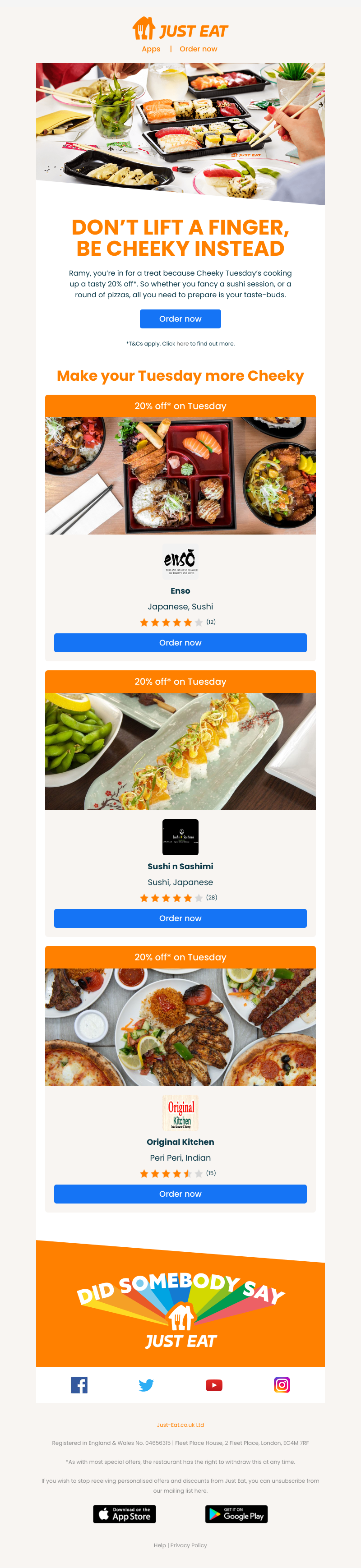 Just Eat - Smells like 20% off, Ramy 🤤 