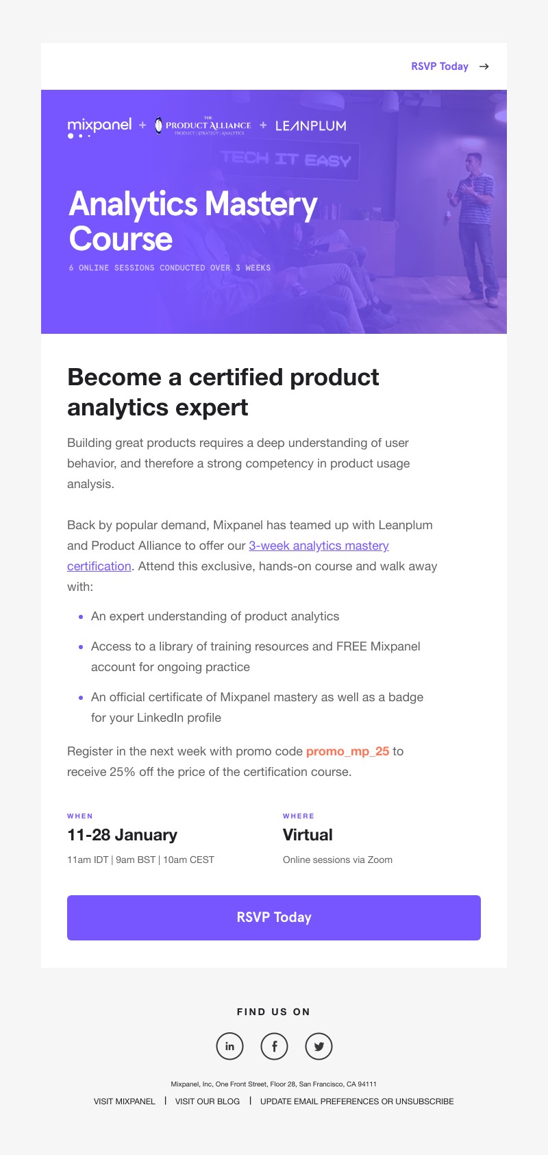 Mixpanel - Your certificate of Product Analytics Mastery – Register now!