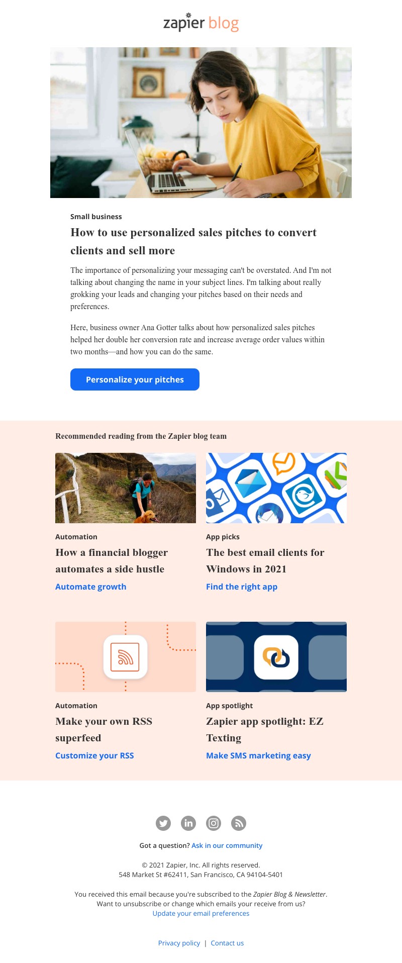 Zapier - How to personalize your sales pitches