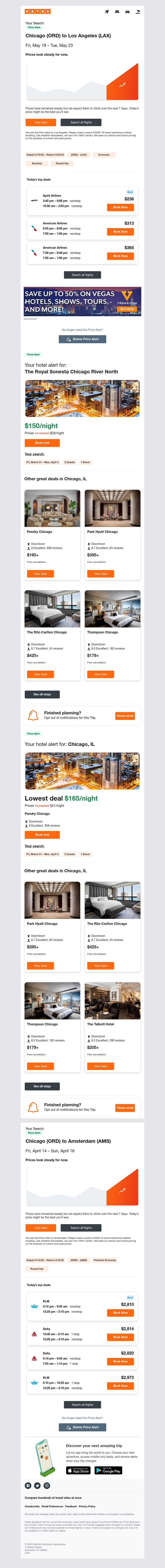 Kayak - Price Alert: Airfare holding steady for your Chicago to Los Angeles flight