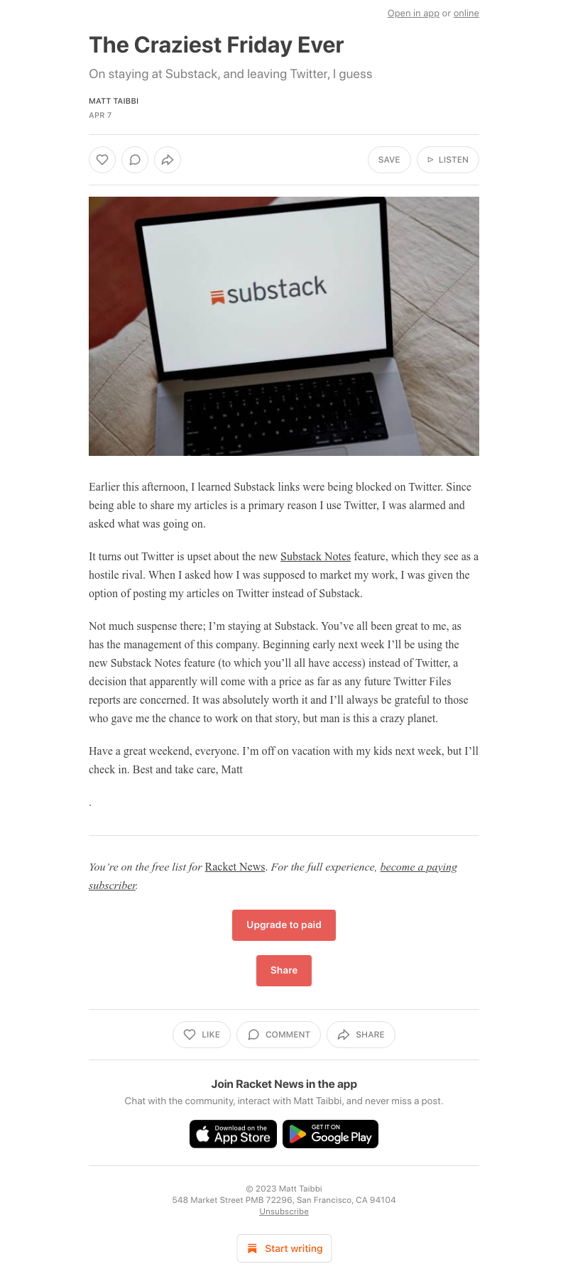 Substack - The Craziest Friday Ever