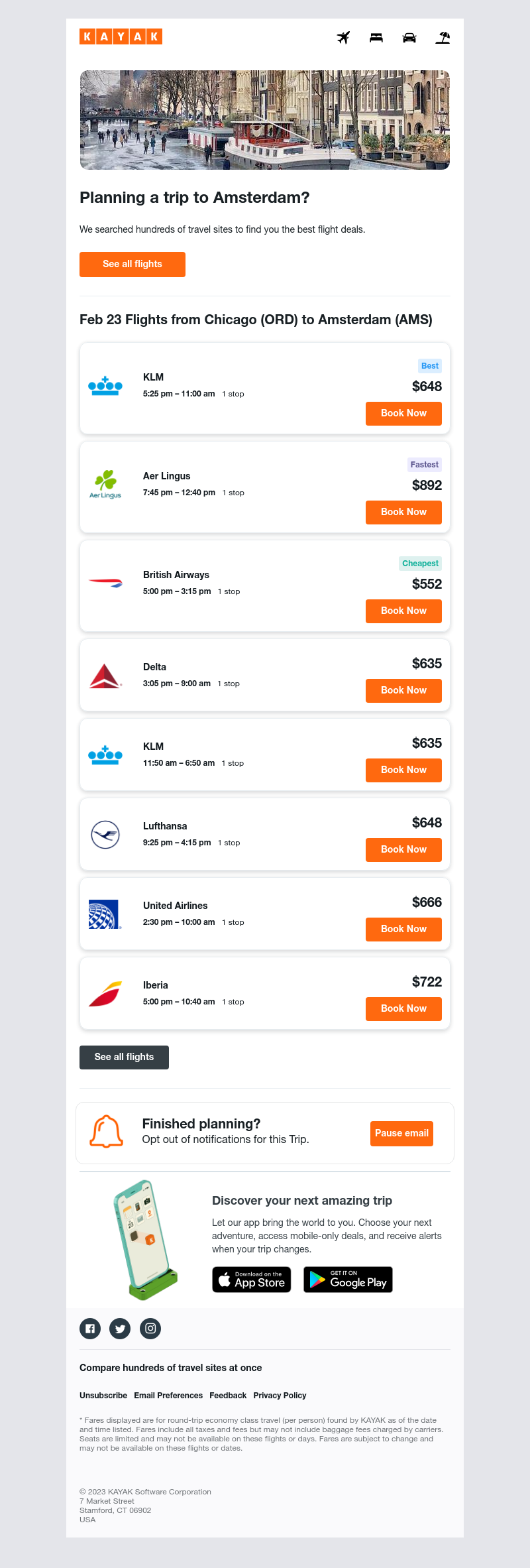 Kayak - Future Flights from Chicago to Amsterdam, starting at $552