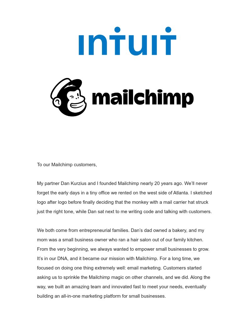Mailchimp - Big News from Mailchimp: We're Planning to be Acquired by Intuit