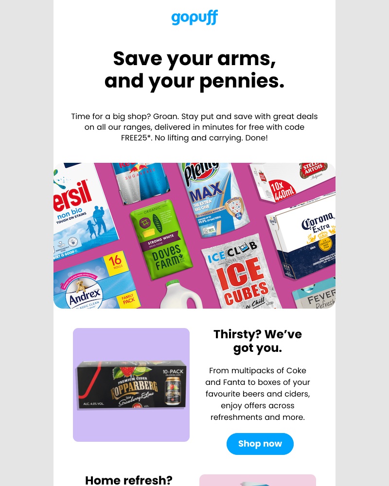 Gopuff - Big shop? We’ll deliver – free!