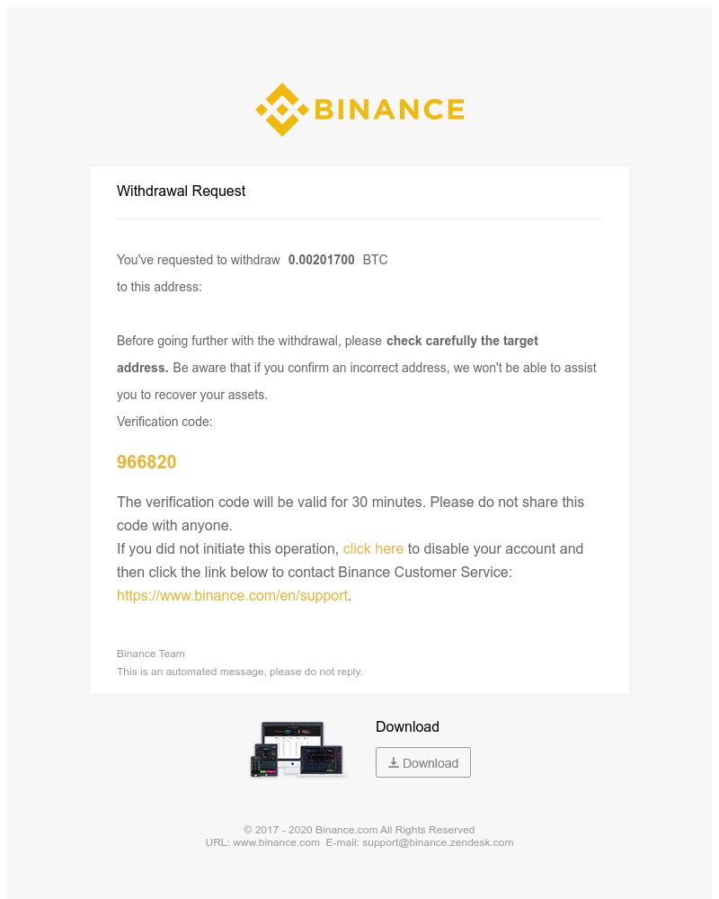 Sending currency on Binance video screenshot