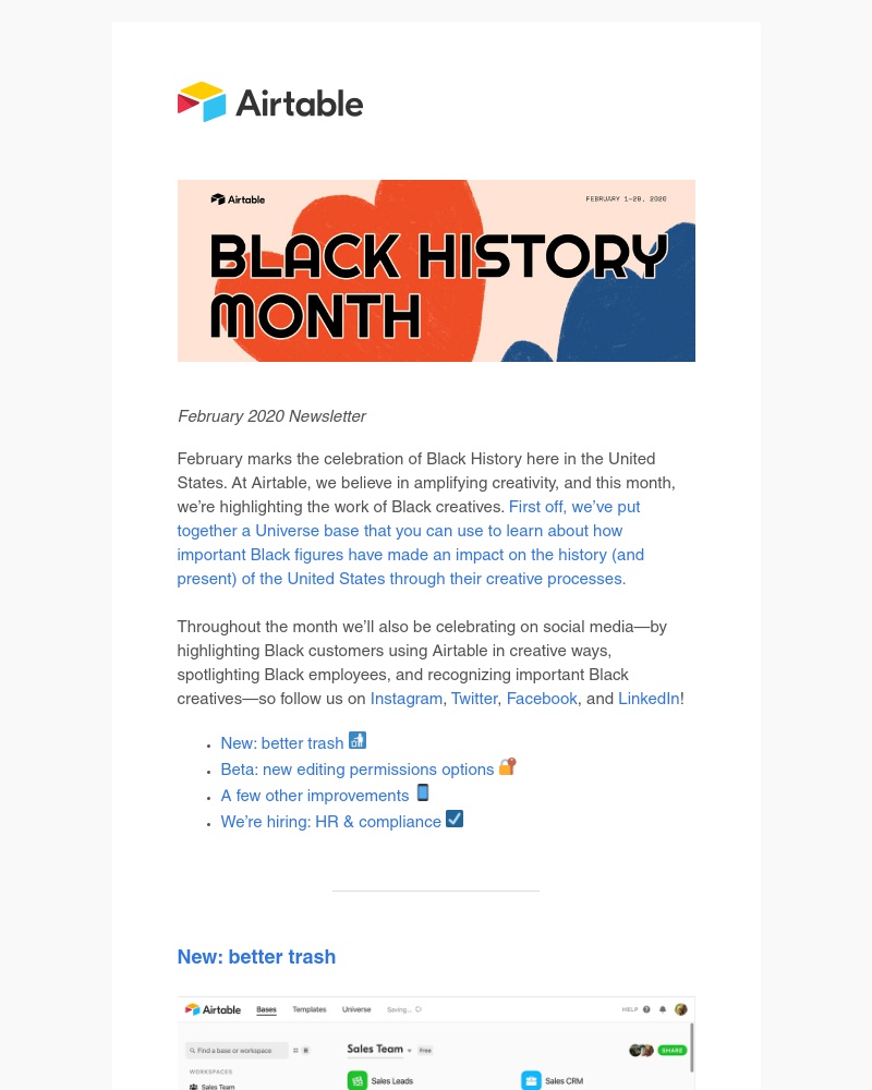 Airtable - Black History Month celebrations and new features