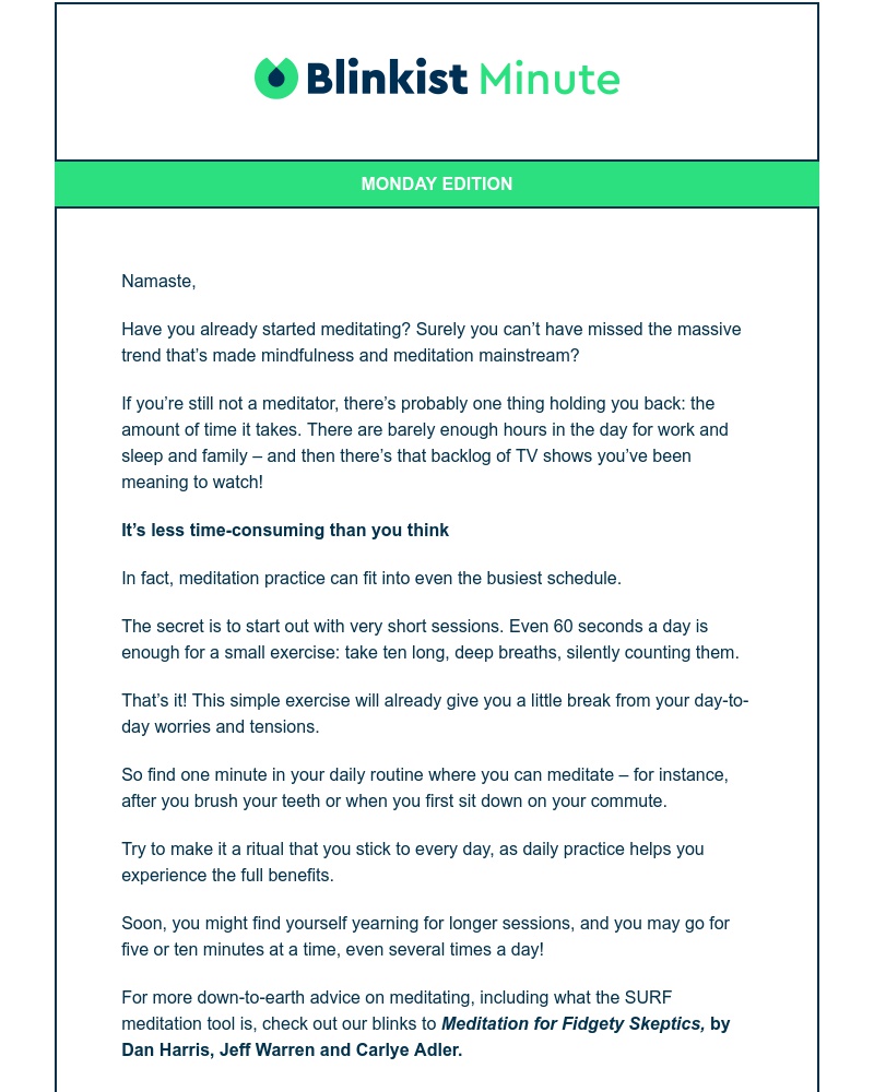  - Blinkist Minute: How to meditate in 60 seconds or less