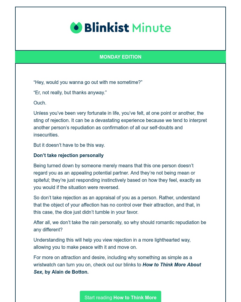  - Blinkist Minute: How to shake off romantic rejection