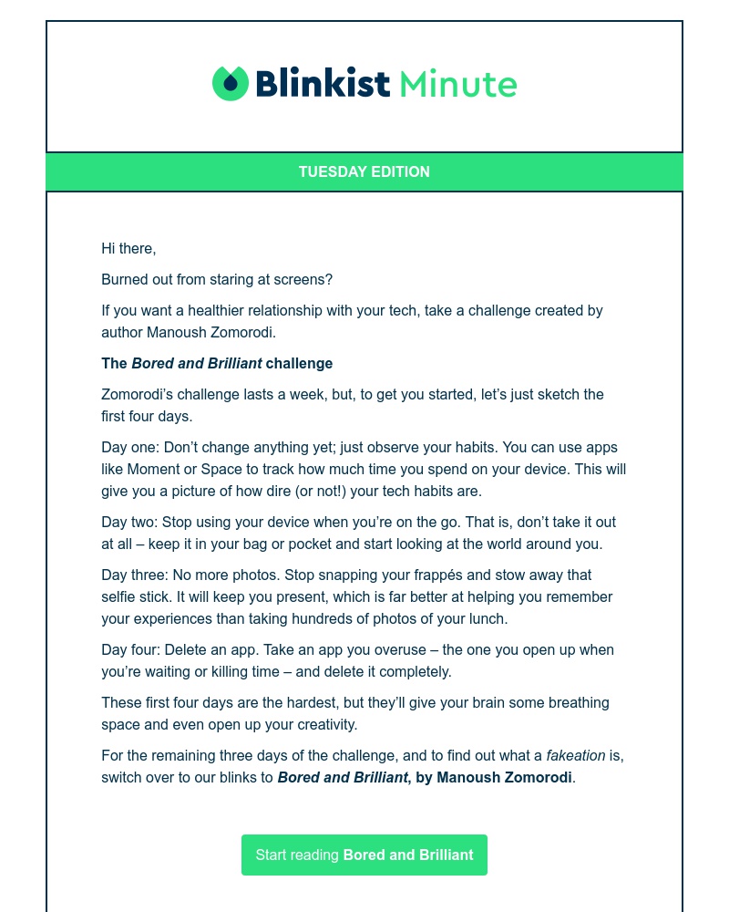  - Blinkist Minute: Take a time out from your tech