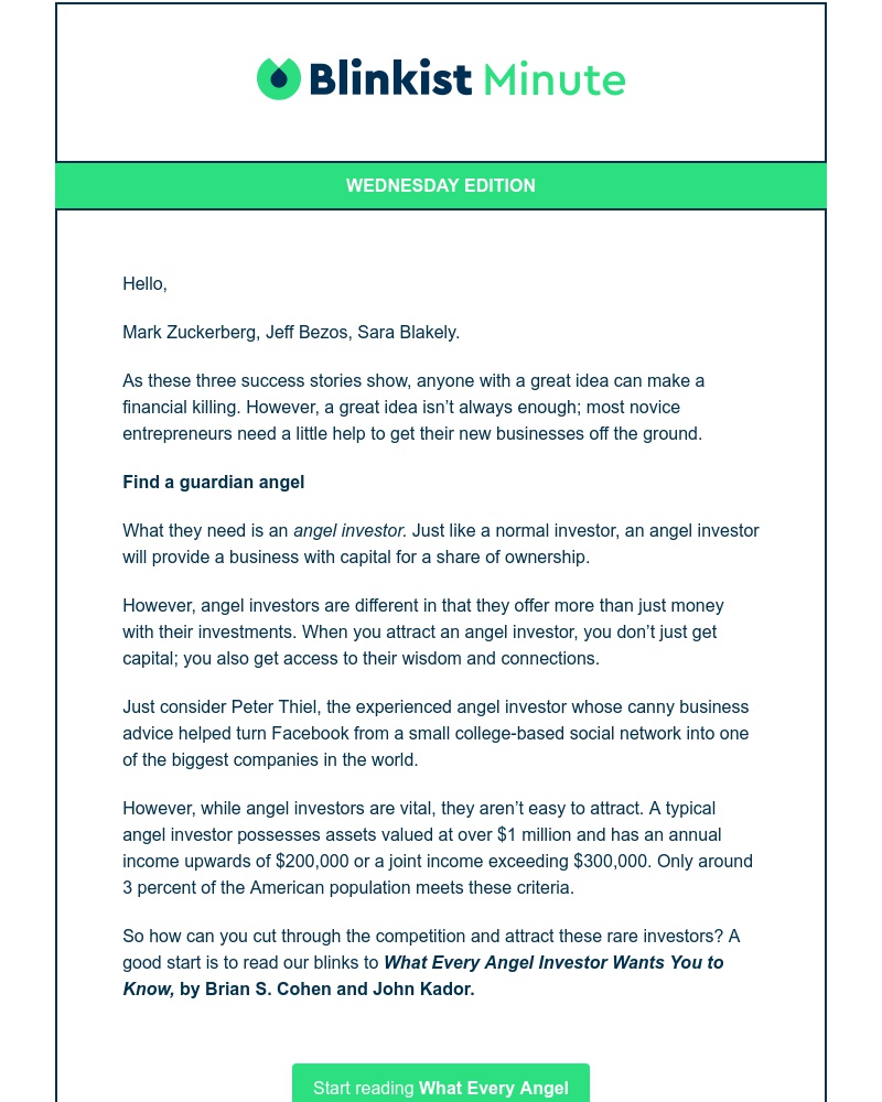  - Blinkist Minute: The angels that give your business wings