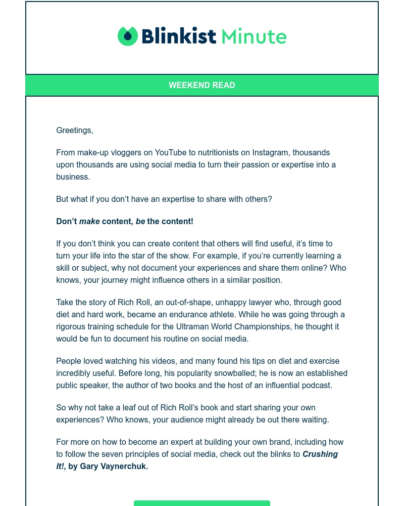  - Blinkist Minute: Turn your life into the star of the show