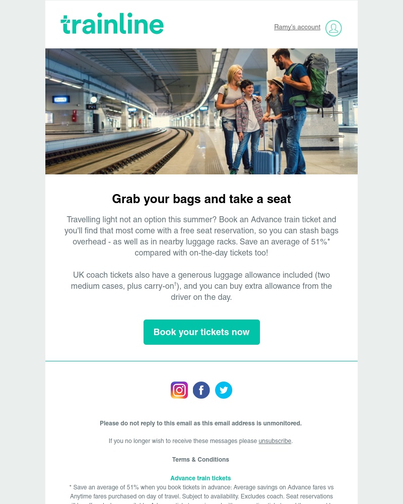 Trainline - 💺 Book now to get 51% off train tickets PLUS free seat reservations